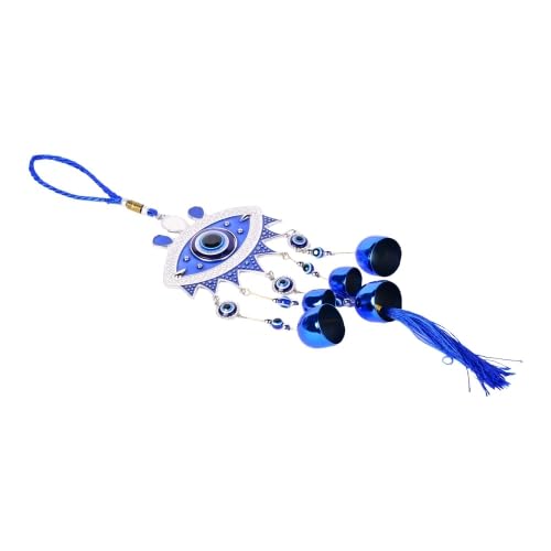 All Stock Central 5 Bells Evil Eye Wall Hanging - Good Luck Charm & Prosperity Decor for Your Home Decorative Showpiece - 40 cm (Metal, Blue) - Image 6