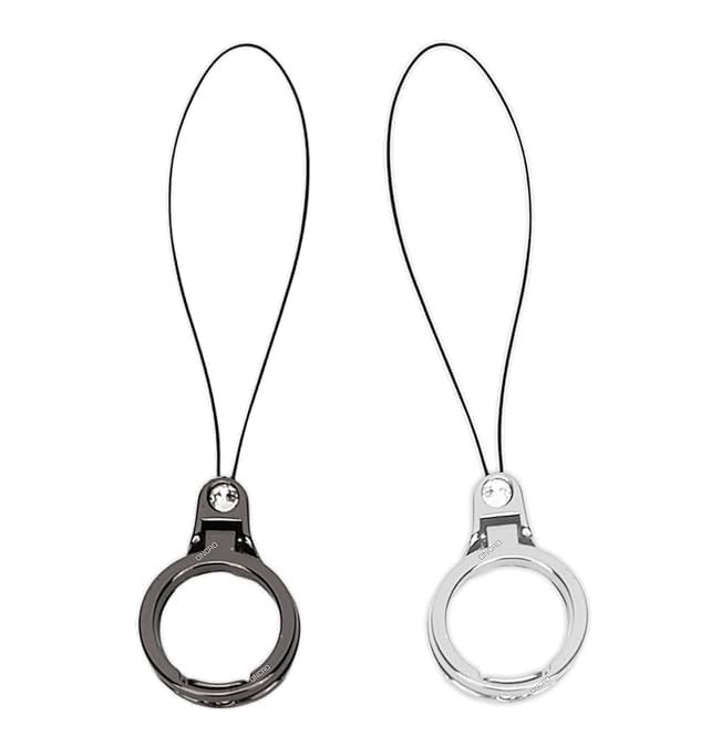 ONCRO® Strong Glossy Pack of 2 Universal 2 in 1 Mobile Phone Finger Ring Stand Kickstand Holder Strap Flexible Lanyard Alloy Charm Multifunctional with Rhinestone for Phone Case, Cell Phone, USB, Keys - Image 2