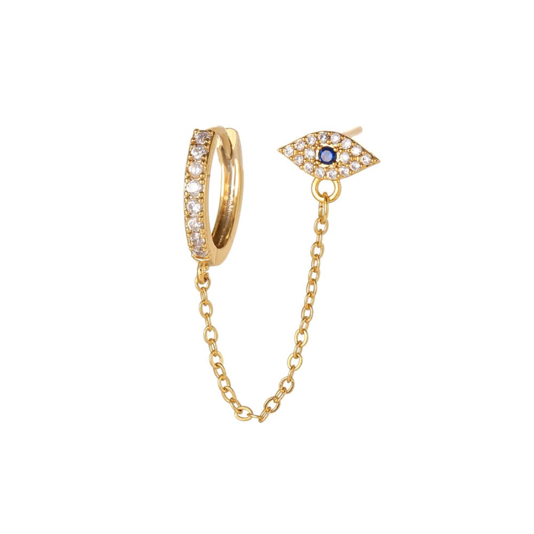 Aaishwarya 18K Gold Plated Waterproof, Anti-Tarnish Evil Eye Zircon Chain Earring | Single pc |Evileye Jewelry | Earrings for Women and Girls - Image 2