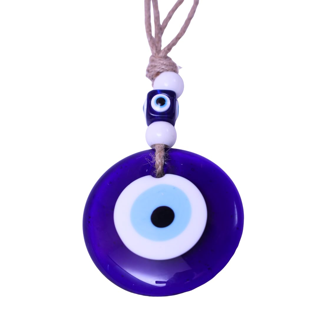 Handmade Evil Eye Wall Hanging | Turkish Blue Glass Nazar Batu | Feng Shui Vastu Decor for Good Luck, Protection, Health & Wealth | Home Office Gift Mandala Art - Image 3