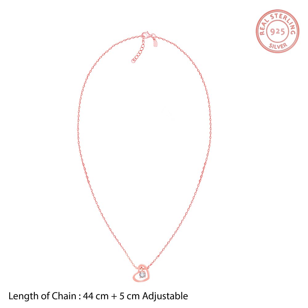 GIVA 925 Silver Rose Gold Whole Heart Necklace| Gifts for Girlfriend,Pendant to Gift Women & Girls | With Certificate of Authenticity and 925 Stamp | 6 Month Warranty - Image 7