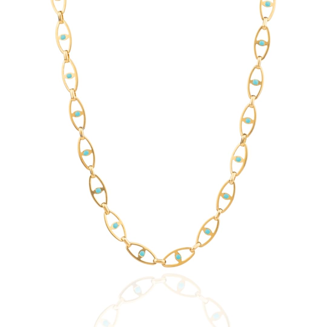 9STONE Evil Eye Choker Chain for Women | Anti Tarnish | Waterproof | Hypoallergenic | Sweatproof | 18k Gold-Plated | Size: Adjustable - Image 2