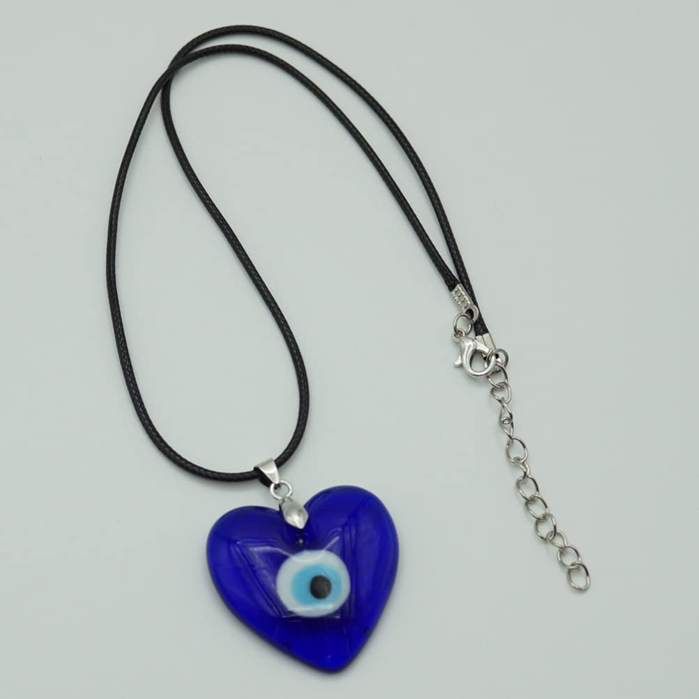 Evil Eye Pendant Necklace Heart Shape Glass Turkish Blue Eye Lucky Necklace for Women Men Jewelry - Image 4