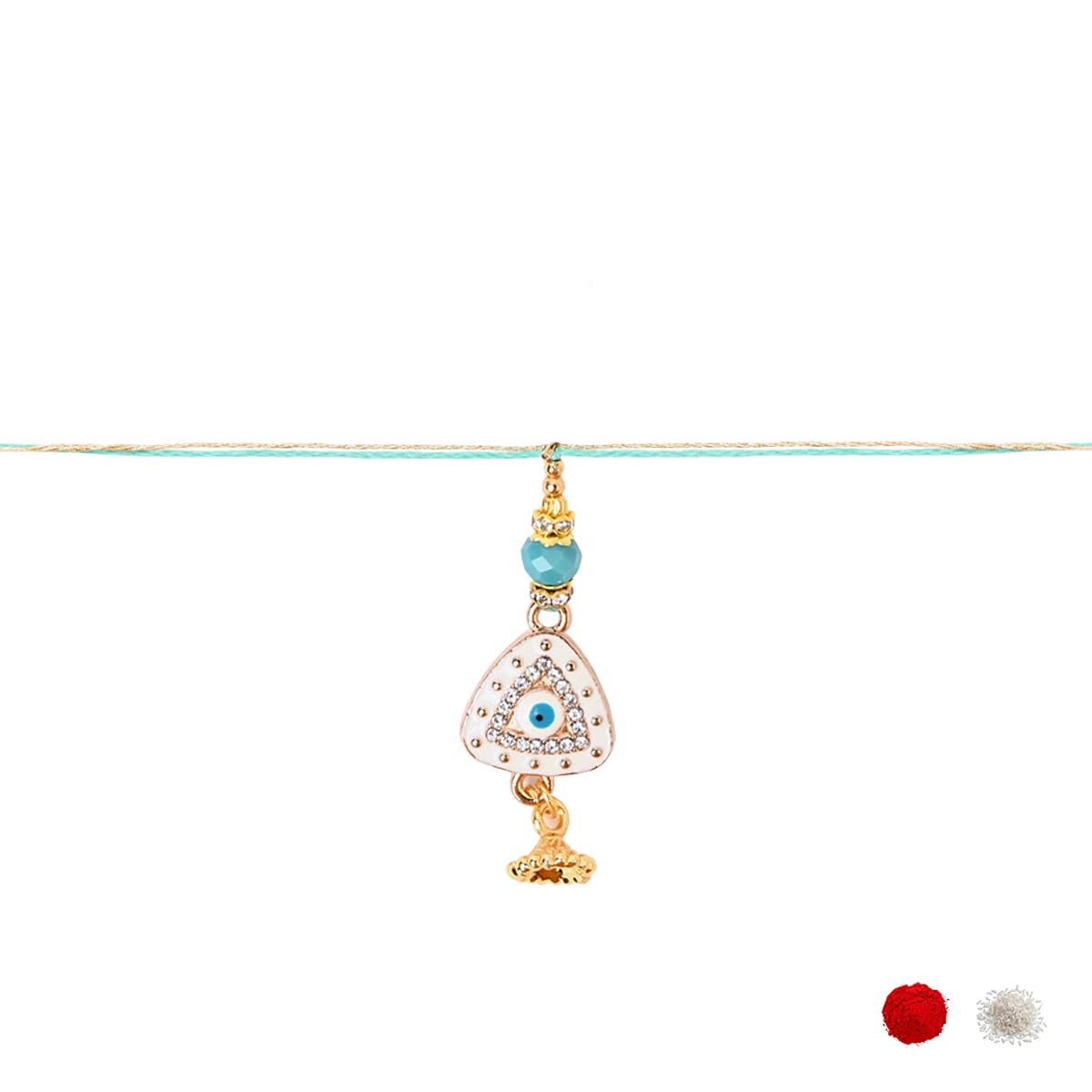 I Jewels Enamel Evil Eye Designer Bhaiya Bhabhi Bracelet & Rakhi Combo Set With Roli Chawal & Rakshabandhan Card - Image 6