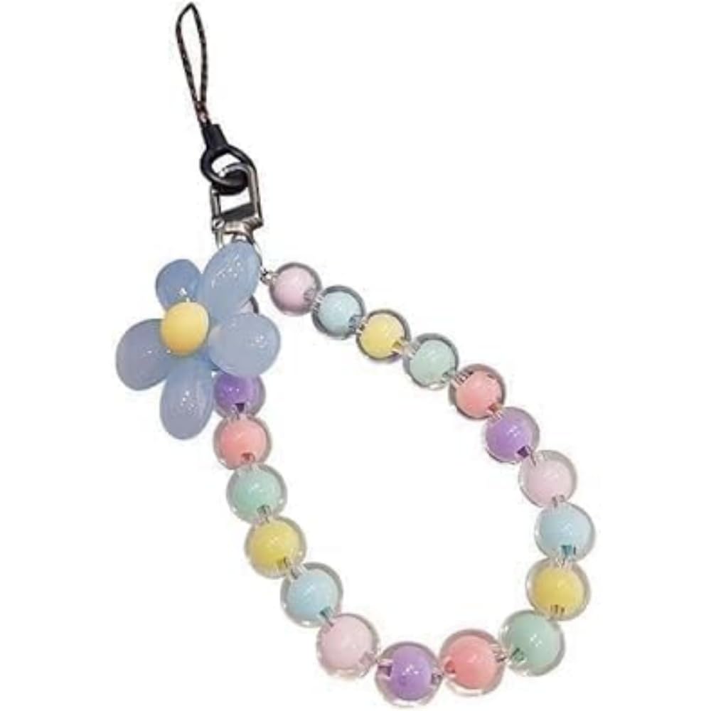 TypoGrove Colorful mobile phone strap beaded flower bracelet creative hanging rope keychain mobile phone lanyard beaded flower anti-lost phone case lanyard girl woman wrist strap phone jewelry, - Image 2