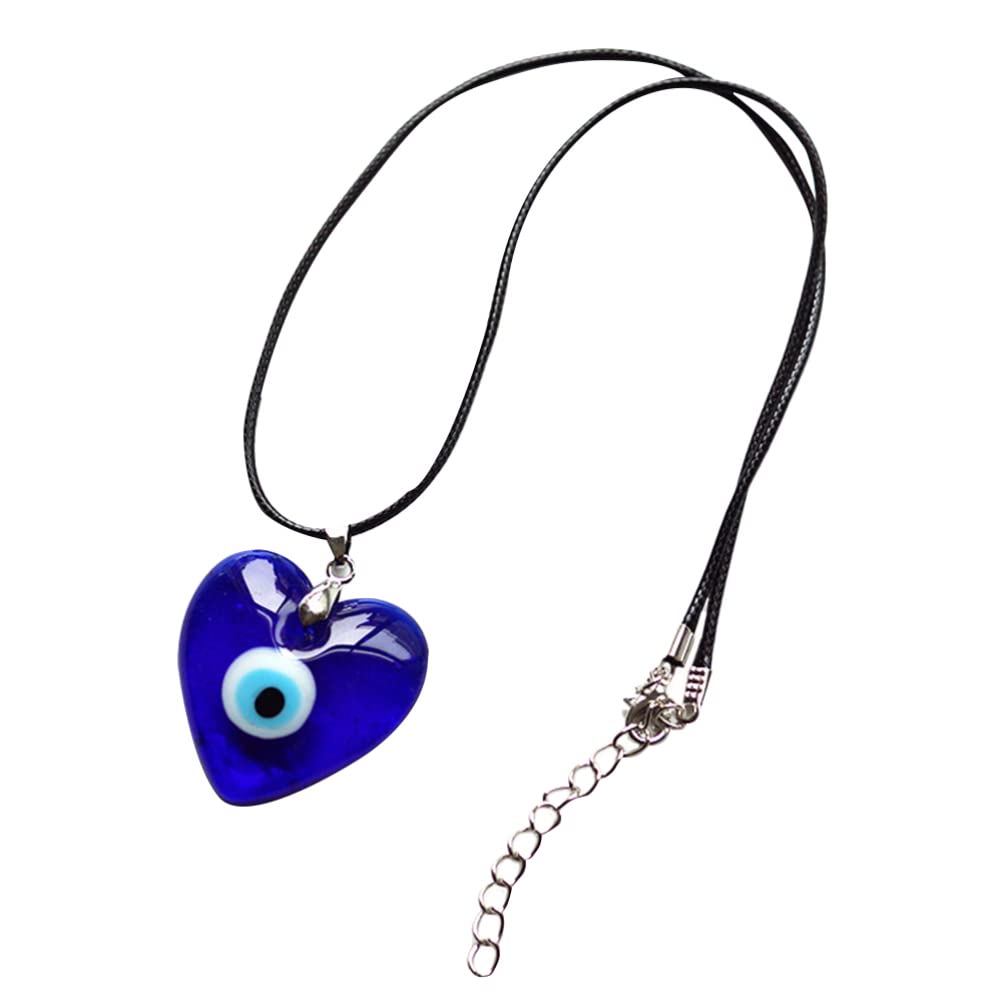 Evil Eye Pendant Necklace Heart Shape Glass Turkish Blue Eye Lucky Necklace for Women Men Jewelry - Image 2