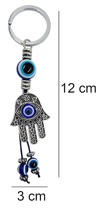 Snabs Hamsa hand Keychain for Girls, Women Purse, Wallet, College Bags, Handbags, Side Bags, Scooter Keys, Evil Eye Keychain with Metal Key Ring Anti-Rust, 12 cm - Image 4