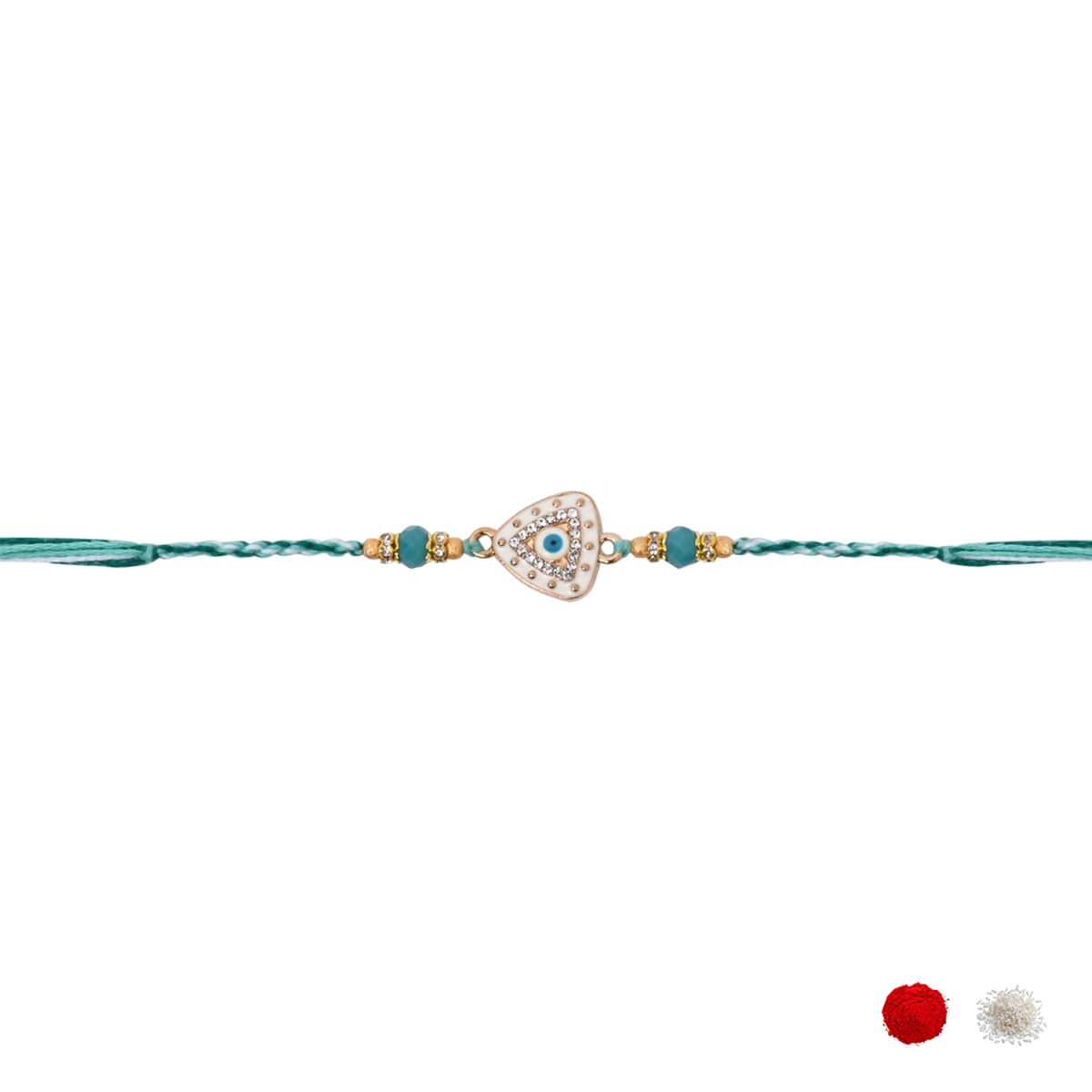 I Jewels Enamel Evil Eye Designer Bhaiya Bhabhi Bracelet & Rakhi Combo Set With Roli Chawal & Rakshabandhan Card - Image 4
