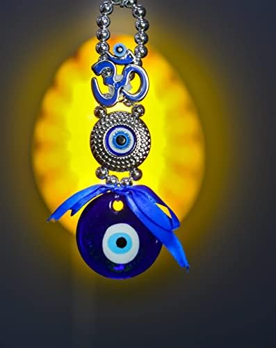 TRENDIFYI Om Design Evil Eye with Blue Pendant Decoration | Lucky Om Hanging Ornament Amulet for Car, Home and Office for Protection and Blessing (Blue, 1 Om) - Image 4