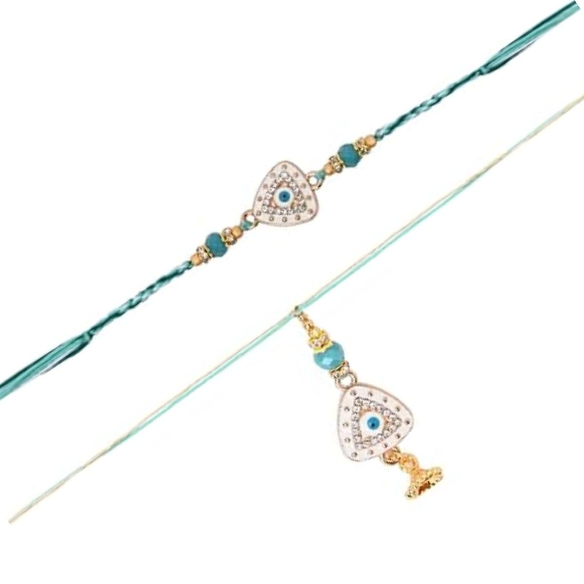 I Jewels Enamel Evil Eye Designer Bhaiya Bhabhi Bracelet & Rakhi Combo Set With Roli Chawal & Rakshabandhan Card - Image 3