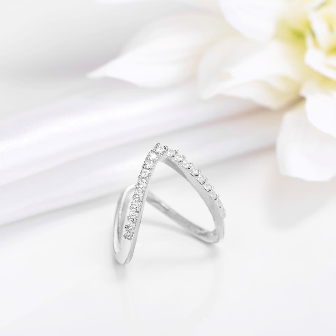ZAVYA 925 Sterling Silver Rhodium Plated Modern Ring | Gift for Women & Girls | 1 Year Plating Warranty|Rakhi Gift For Sister | Gift for Sister - Image 3