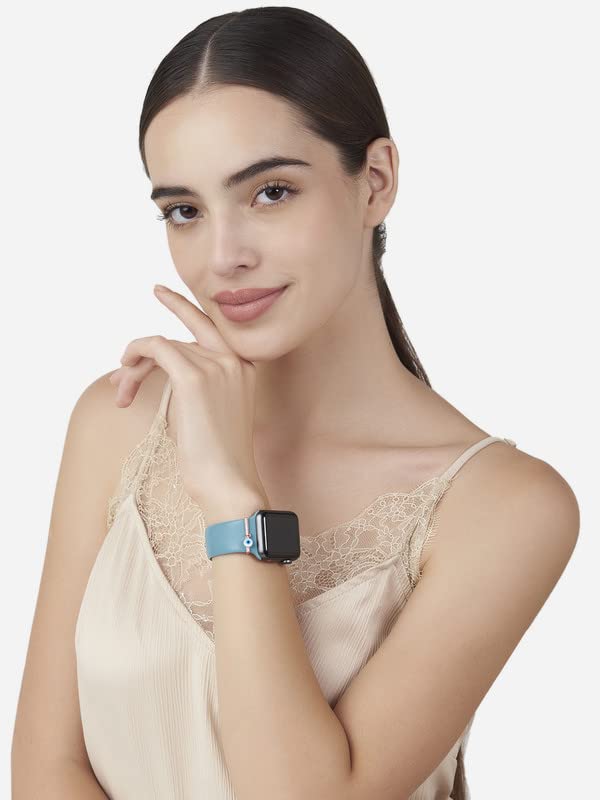 MINUTIAE Evil Eye Round Pendant Decorative Ring Loops Jewellery Accessories Compatible with Smart Watch Silicone Band Strap | Skin Friendly Brass Alloy | Ideal Gift for Her/Women/Girls - Image 6
