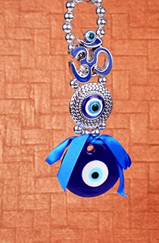 TRENDIFYI Om Design Evil Eye with Blue Pendant Decoration | Lucky Om Hanging Ornament Amulet for Car, Home and Office for Protection and Blessing (Blue, 1 Om) - Image 5