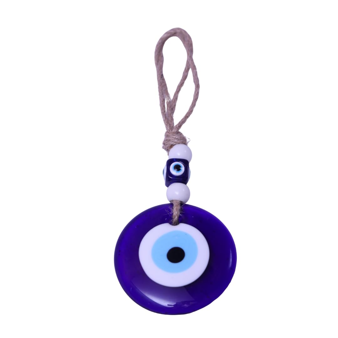 Handmade Evil Eye Wall Hanging | Turkish Blue Glass Nazar Batu | Feng Shui Vastu Decor for Good Luck, Protection, Health & Wealth | Home Office Gift Mandala Art - Image 2