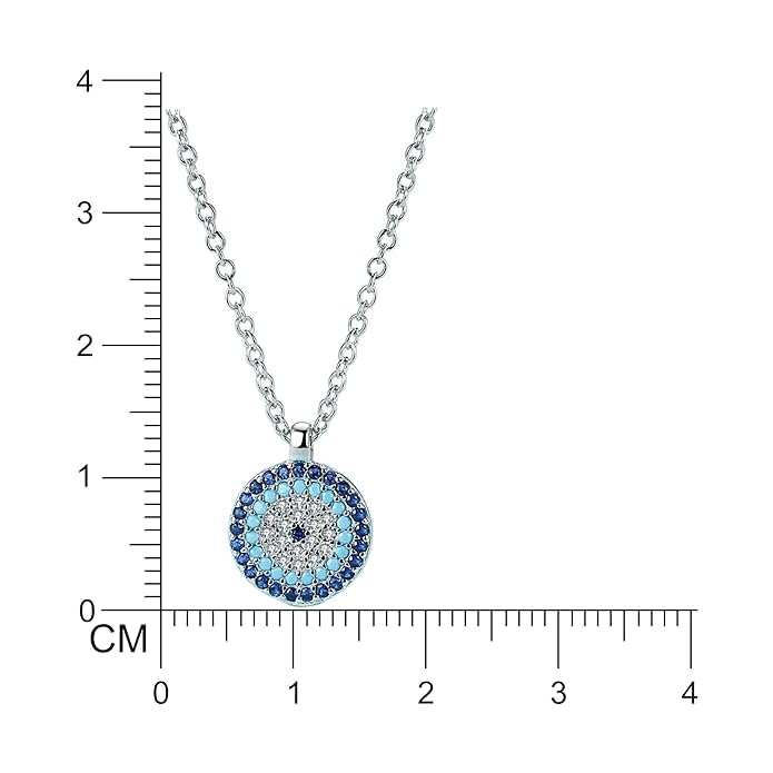 STYLE KRAFT Silver Circular Classy Evil Eye Chain Necklace, Zirconia Studded Pendant Necklace Evil Eye Collection, for Girls Gift for Her Bestfriend Girlfriend - Image 6