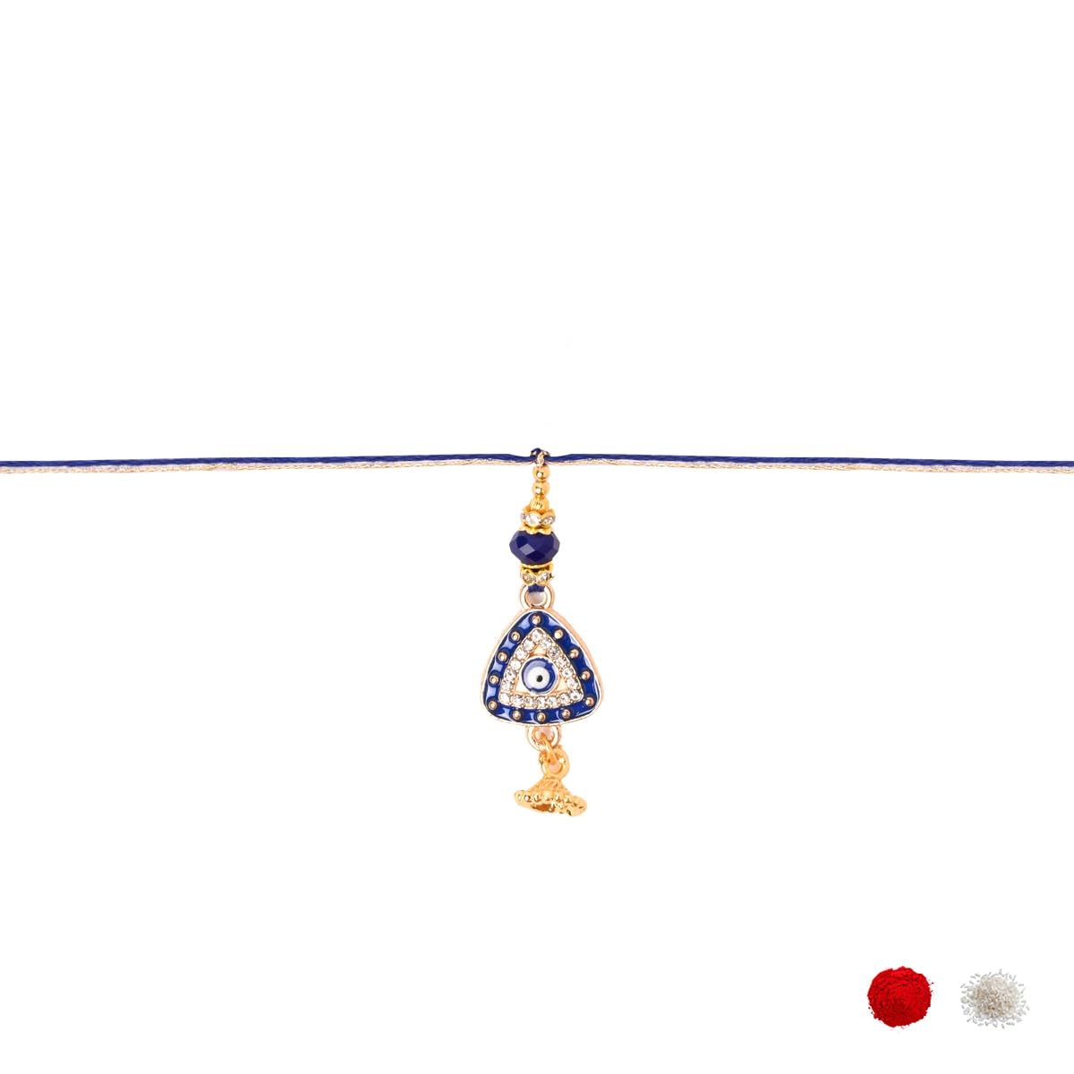 I Jewels Enamel Evil Eye Designer Bhaiya Bhabhi Bracelet & Rakhi Combo Set With Roli Chawal & Rakshabandhan Card - Image 4