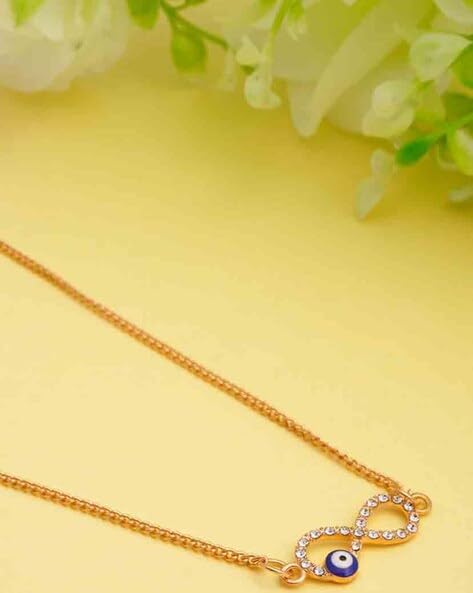 Infinity evil eye Golden charm with gold chain necklace for woman girls, Evil Eye Infinity Bracelet, Nazr Bracelet, Chain Infinity Bracelet For Women - Image 3