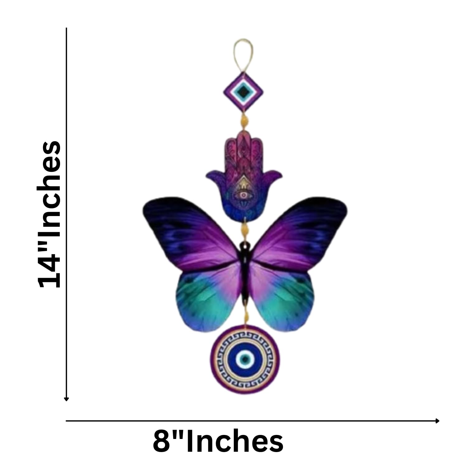 Webelkart Decorative Wall Hanging For Door Entrance, Butterfly Evil Eye Wall Hanging For Protection And Elegance Home Decor, Unique Design Nazar Battu/Suraksha Kawach - Image 3