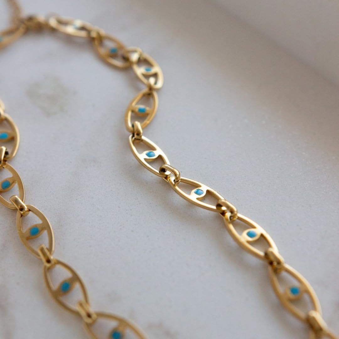 9STONE Evil Eye Choker Chain for Women | Anti Tarnish | Waterproof | Hypoallergenic | Sweatproof | 18k Gold-Plated | Size: Adjustable - Image 3