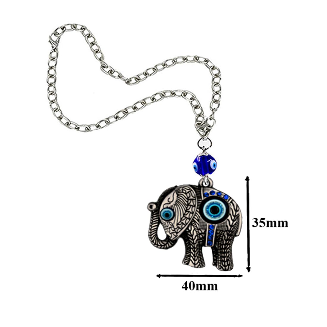 AFH Nazar Suraksha Grey Elephant Blue Evil Eye Car Mirror Charm Decorative Hanging Ornament Dream Catcher Positive Vibes Balcony, Gift, Vehicle, Wind Chimes - Image 3