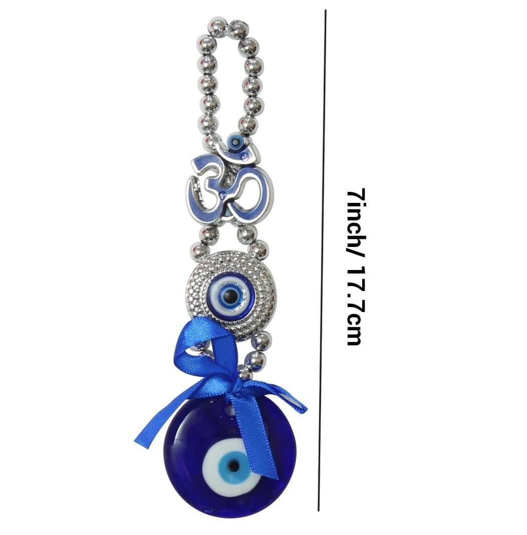 TIED RIBBONS Turkish OM Blue Evil Eye Hanging Feng Shui Items for Good Luck Home Entrance Wall Door Car Dashboard Pendant Ornament Office Good Luck and Prosperity Decorative Gift Items (17.7 cm) - Image 7