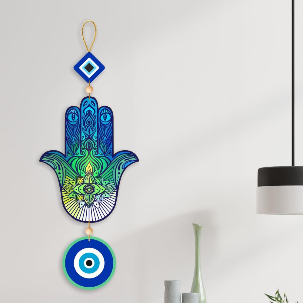 Nupur Studios “Hamsa Hand Evil Eye Blue” Hanging for Home decor/positive energy/Hamsa Hand/Handcrafted Item/Wall Art/Decor/House Decor/Offices/Decoration/Good Luck Charm/Prosperity - Image 4