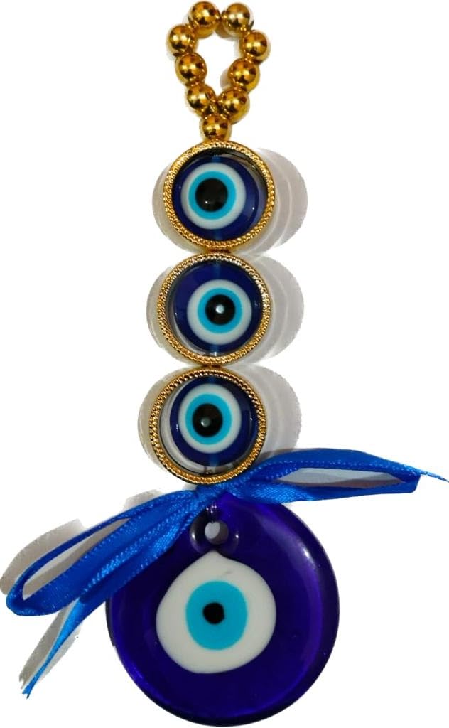 Tisha Vastu Fengshui Stone handicrafts Gifts products Item's Home Docor Collection Golden Blue Evil Eye Wall Hanging Nazar Dosh Kavach, Nazar Dosha Protection Pendant - Image 3