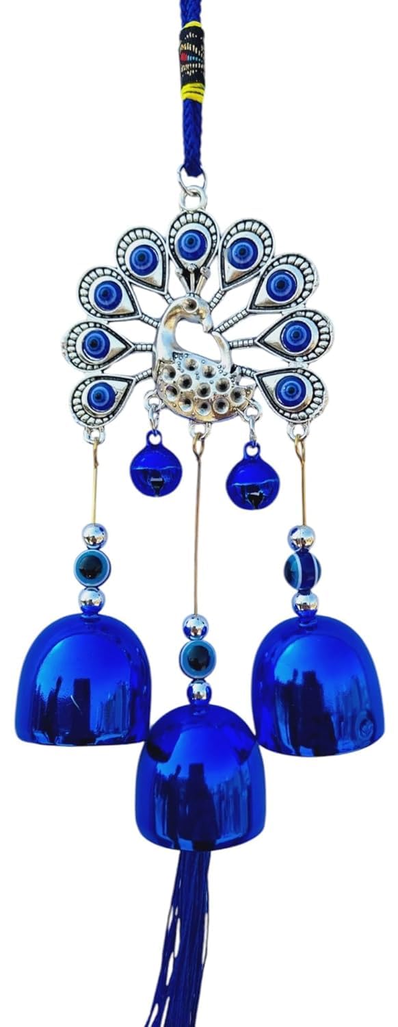 Peacock Evil Eye Wall Hanging for Car Home Entrance Nazar Battu Wind Chime for Balcony Good Luck Charm & Prosperity - Image 2