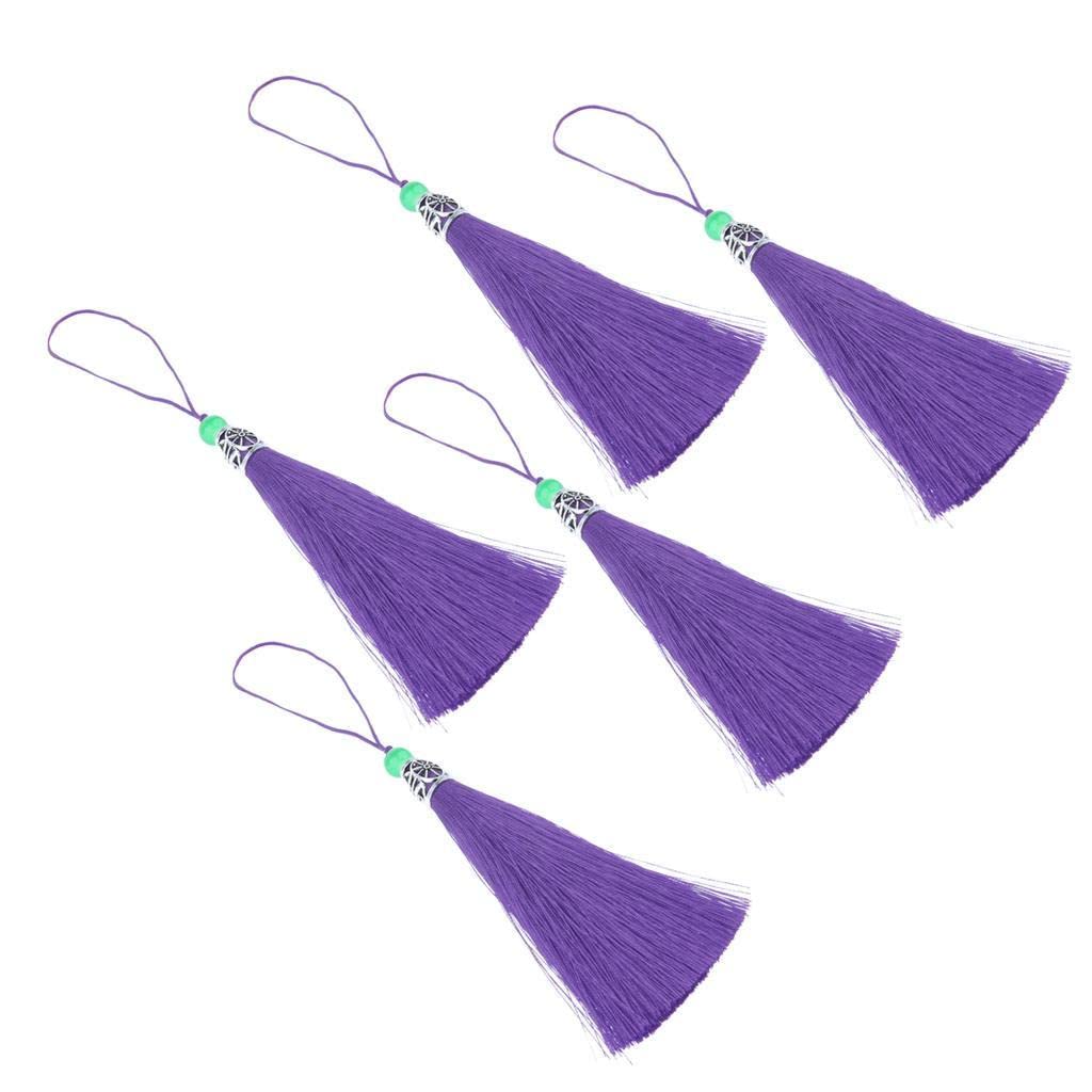 CLUB BOLLYWOOD®5pcs 18cm Chunky Tassels Handmade Silky Floss Bookmark Tassels Purple|Clothing, Shoes & Accessories | Womens Handbags & Bags | Handbag Accessories|5 Pieces Tels Pendant - Image 8