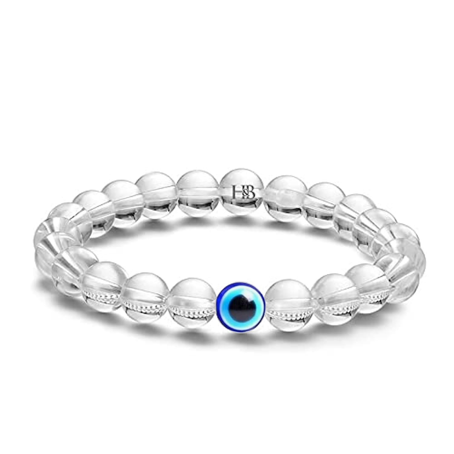 Hot And Bold Unisex-Adult Natural Gemstones Reiki Healing Bracelet With Evil Eye Beads - Authentic Certified Healing Stone Jewelry (Clear Quartz Clarity Guardian Bracelet) - Image 2