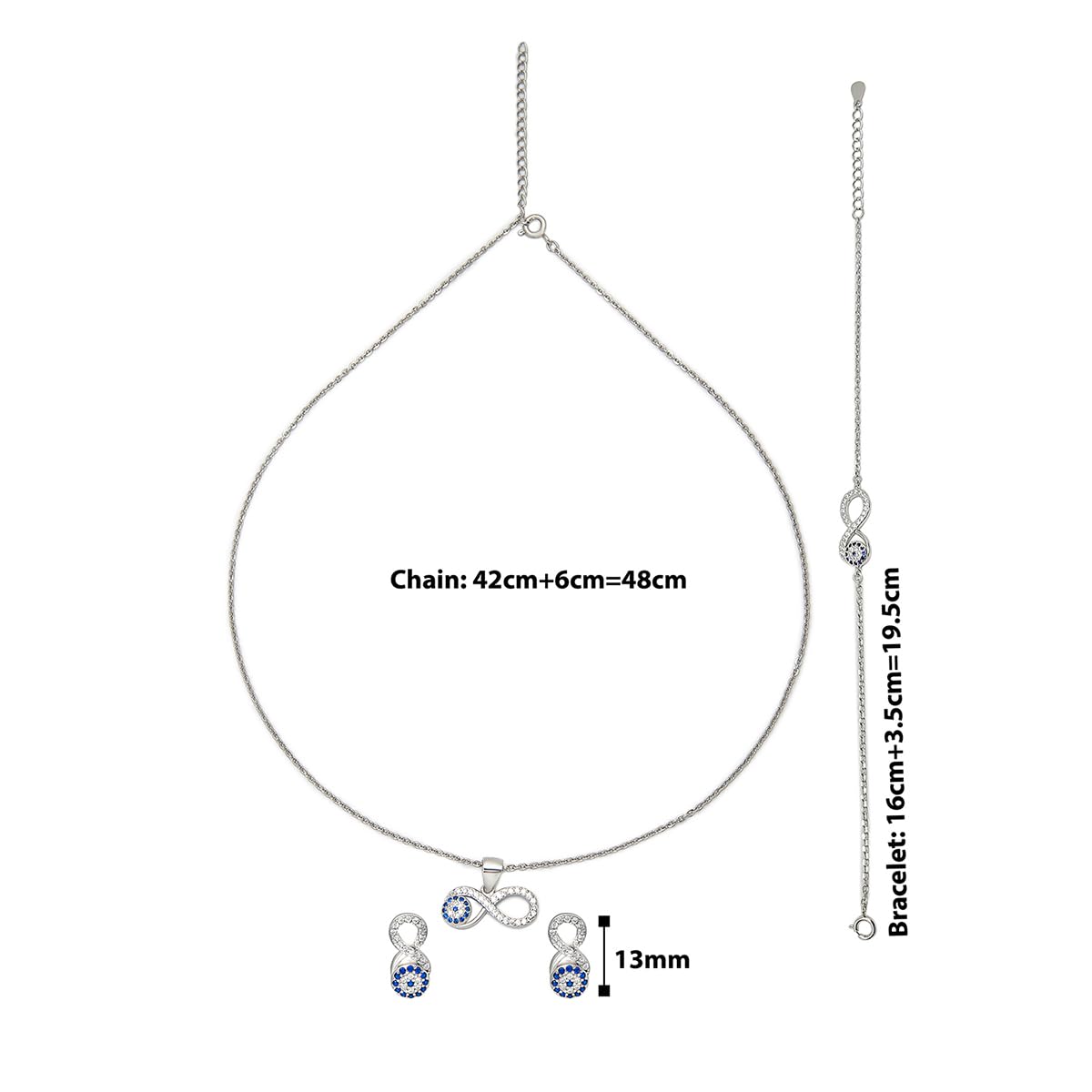 Silberry 925 Sterling Silver Infinity Eye Set | Gift for Girlfriend and Wife | Necklace and Earring for Women & Girls | With Certificate of Authenticity and BIS Hallmark - Image 5