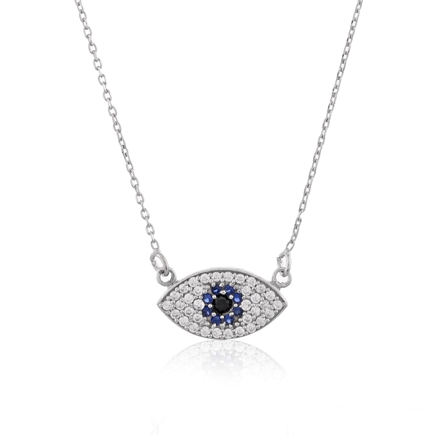 NEMICHAND JEWELS 925 Sterling Silver Evil Eye Pendant Chain Necklace for Women and Girls - Image 2