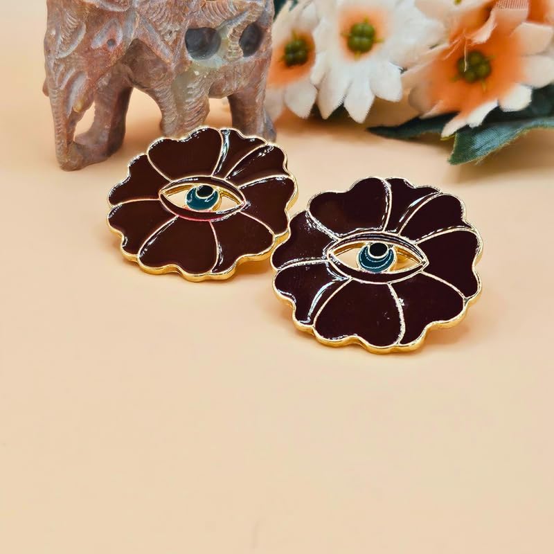 VIANA JEWELS Traditional Stylish Casual Evil Eye Studs Earrings For Girls and Women - Image 5