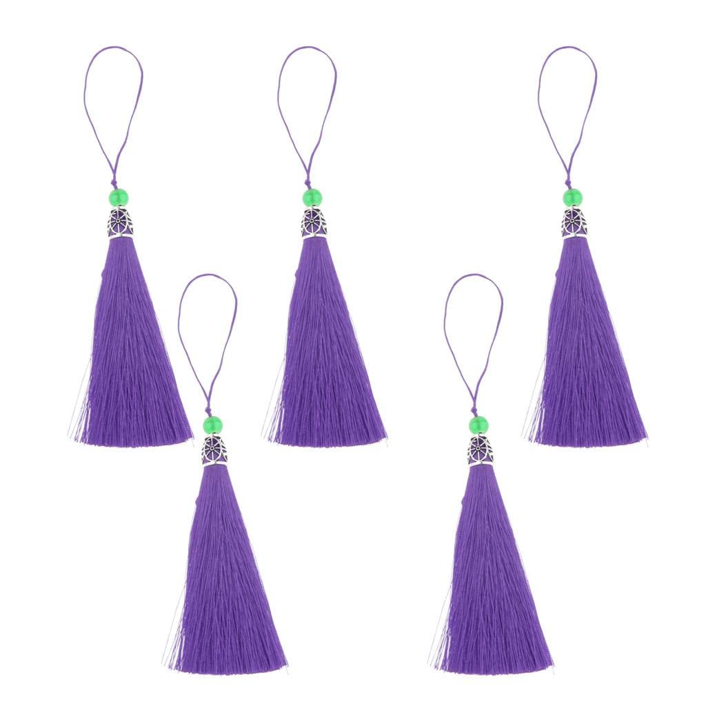 CLUB BOLLYWOOD®5pcs 18cm Chunky Tassels Handmade Silky Floss Bookmark Tassels Purple|Clothing, Shoes & Accessories | Womens Handbags & Bags | Handbag Accessories|5 Pieces Tels Pendant - Image 6