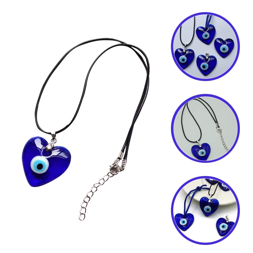Evil Eye Pendant Necklace Heart Shape Glass Turkish Blue Eye Lucky Necklace for Women Men Jewelry - Image 3