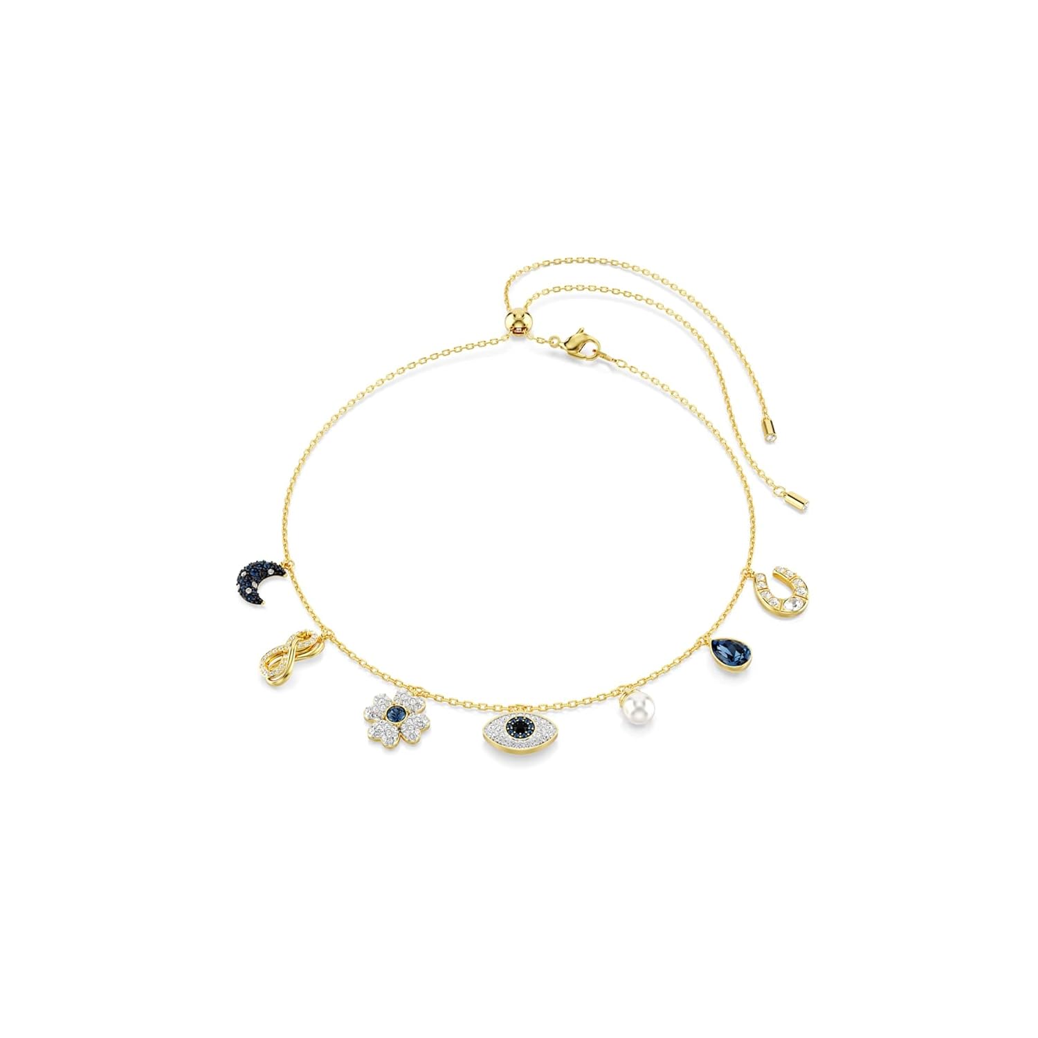 Swarovski Women's Symbolica Choker, Moon, Infinity, Clover, Evil Eye And Horseshoe, Blue, Gold-Tone Plated - Image 2