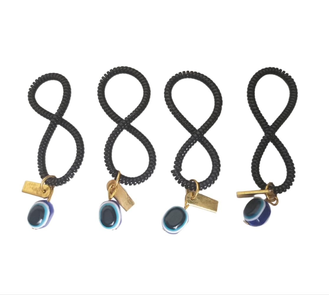 SUMRUNA Evil Eye Bead Elastic Free Size Bracelet for Women and Girls Pack of Four. - Image 2