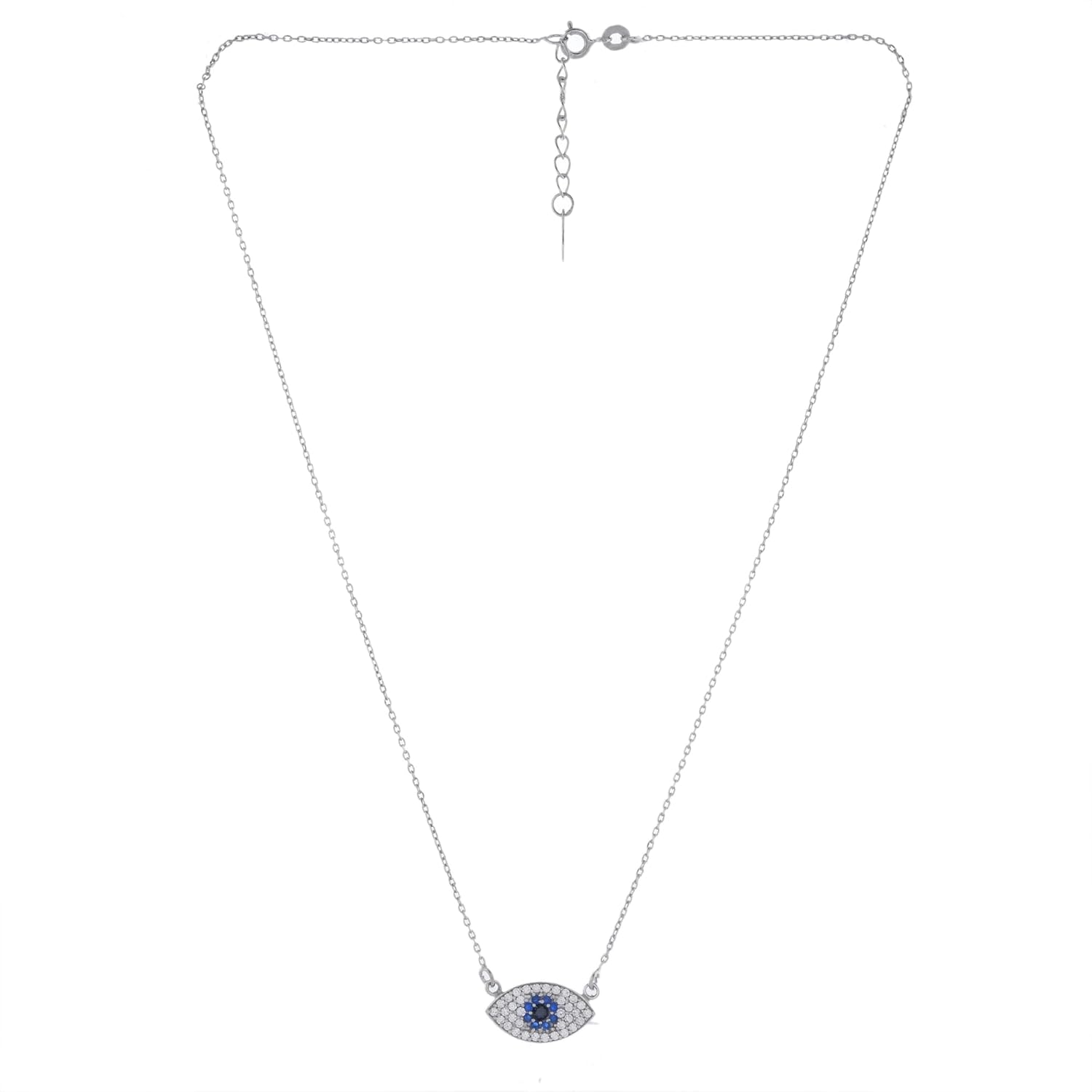 NEMICHAND JEWELS 925 Sterling Silver Evil Eye Pendant Chain Necklace for Women and Girls - Image 3