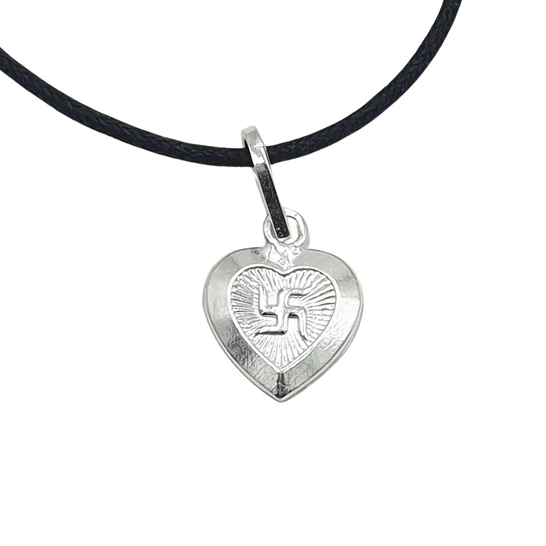 Sahiba Gems Pure Sterling Silver Swastik Nazar Pendant with Black Cotton Thread Protection for New Born Babies kids | Baby Shower Gifting Purpose - Image 4