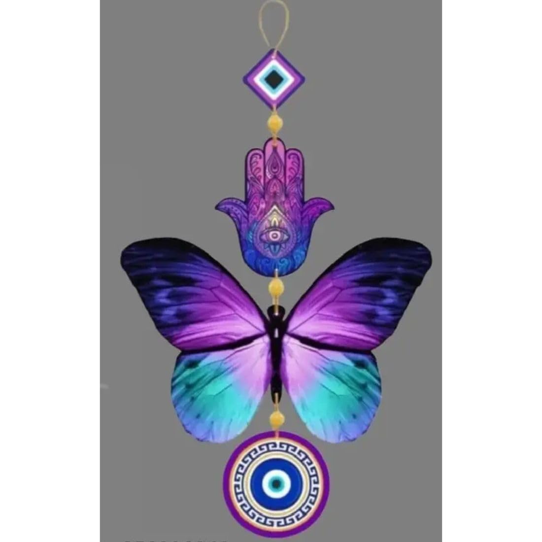 UNNATI TIMES Evil Eye Wall Art, Hamsa Hand and Butterfly Design, Spiritual Protection Home Decor - Image 3