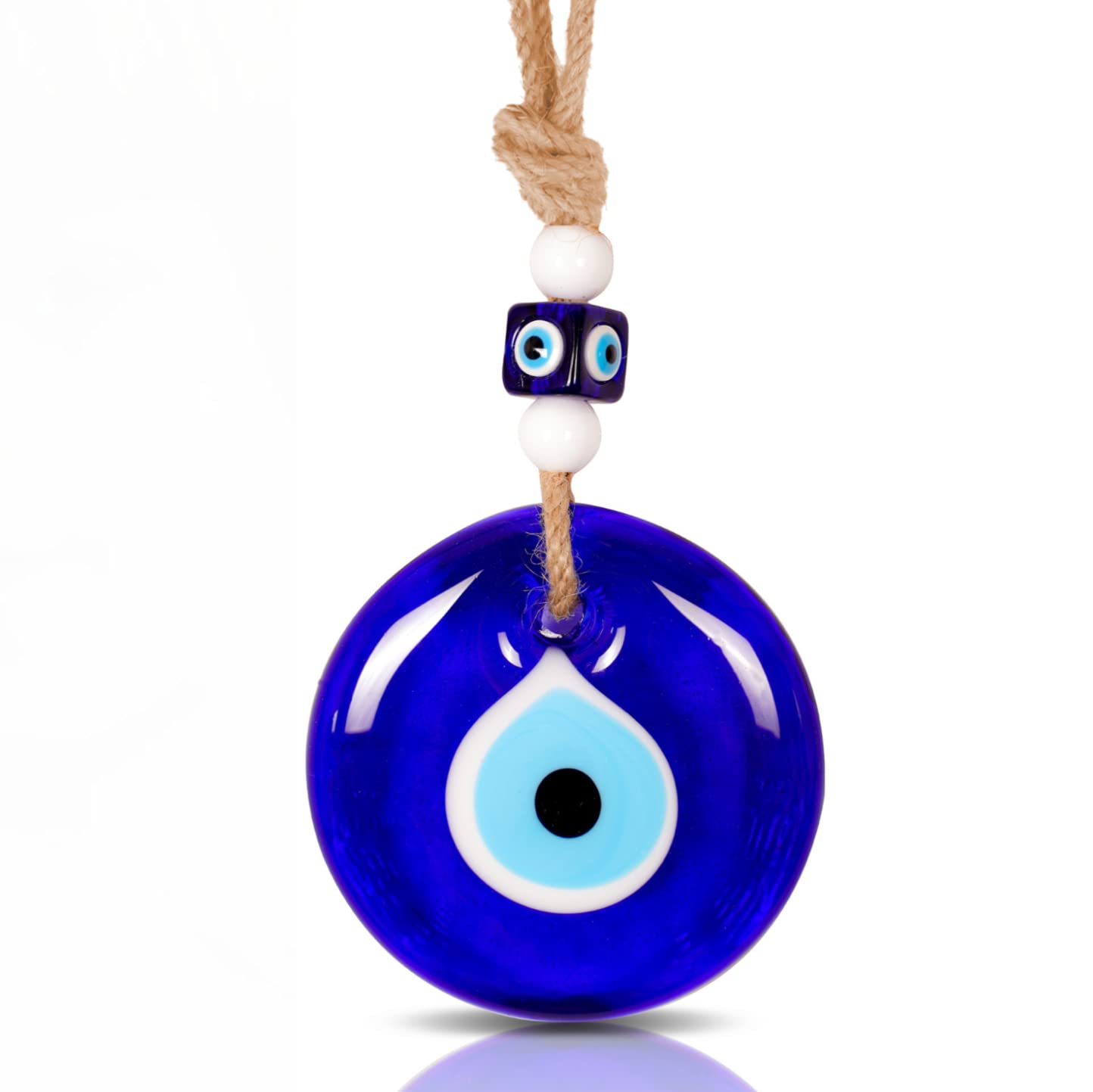 BCS Blue Evil Eye Decor Home Wall Hanging 3.5" Glass Handmade Turkish Nazar Amulet Good Luck and Protection Charm - Image 2