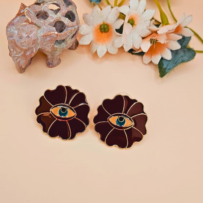 VIANA JEWELS Traditional Stylish Casual Evil Eye Studs Earrings For Girls and Women - Image 3
