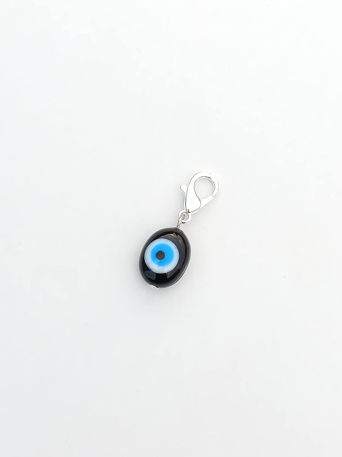 Evil eye charm, bag charm, purse charm, buggy charm, stroller charm, protection, nazar boncuk, dog tag, Silver evil eye pendant, zipper pull (Black) - Image 3