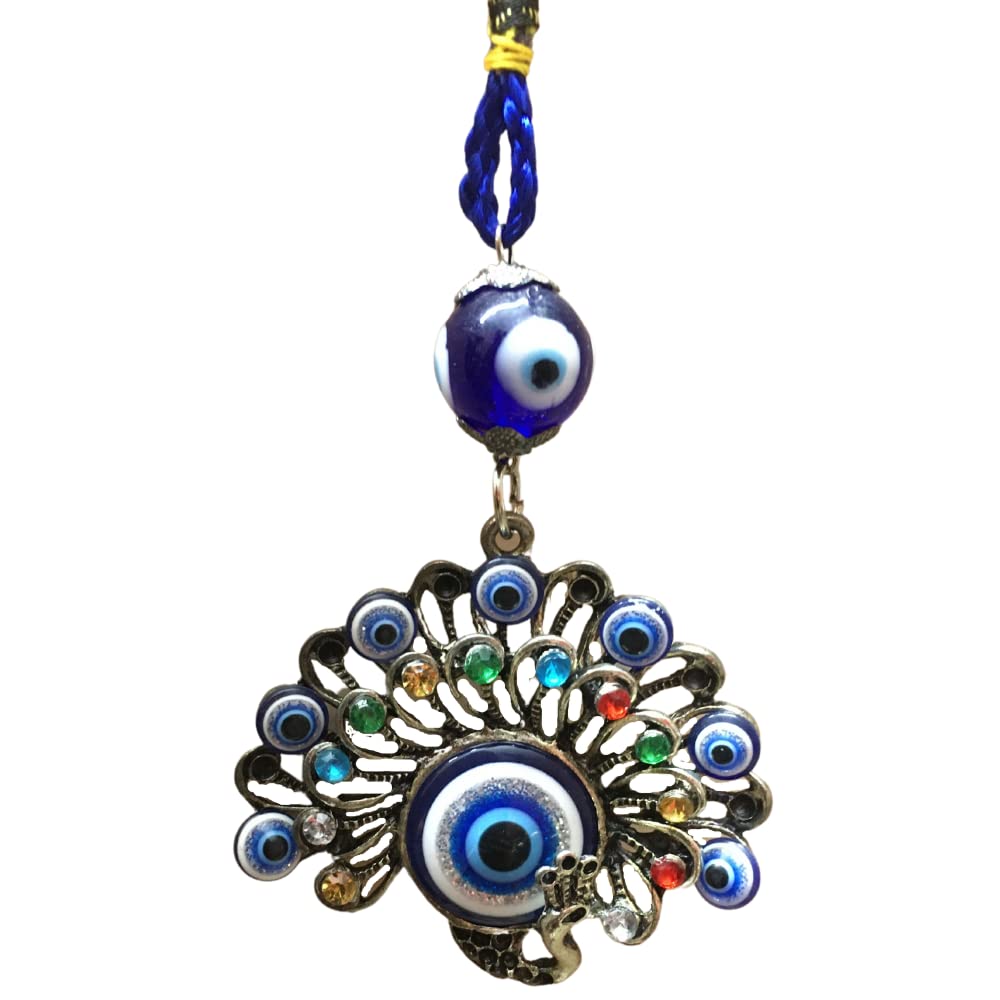 GJ Metal Peacock Evil Eye Hanging for Home Entrance & for Car Decoration - Image 2