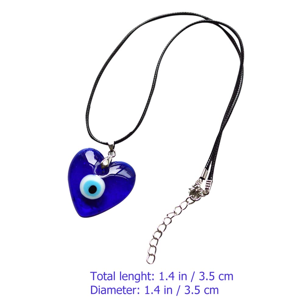 Evil Eye Pendant Necklace Heart Shape Glass Turkish Blue Eye Lucky Necklace for Women Men Jewelry - Image 6