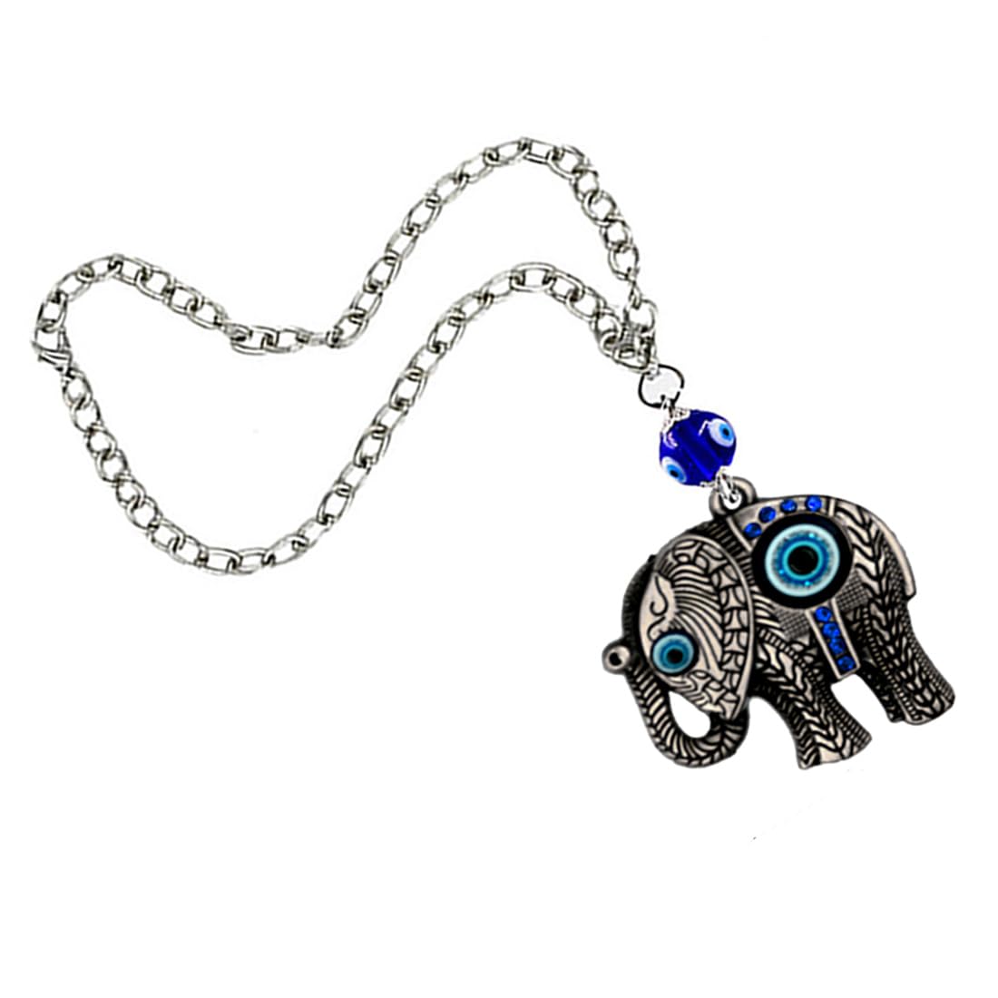 AFH Nazar Suraksha Grey Elephant Blue Evil Eye Car Mirror Charm Decorative Hanging Ornament Dream Catcher Positive Vibes Balcony, Gift, Vehicle, Wind Chimes - Image 4