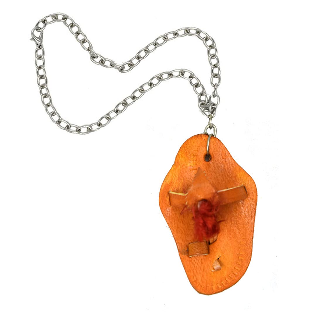 Lucky Charm Kolhapuri Chappal Decorative Leather Mirror Hanging - Image 2