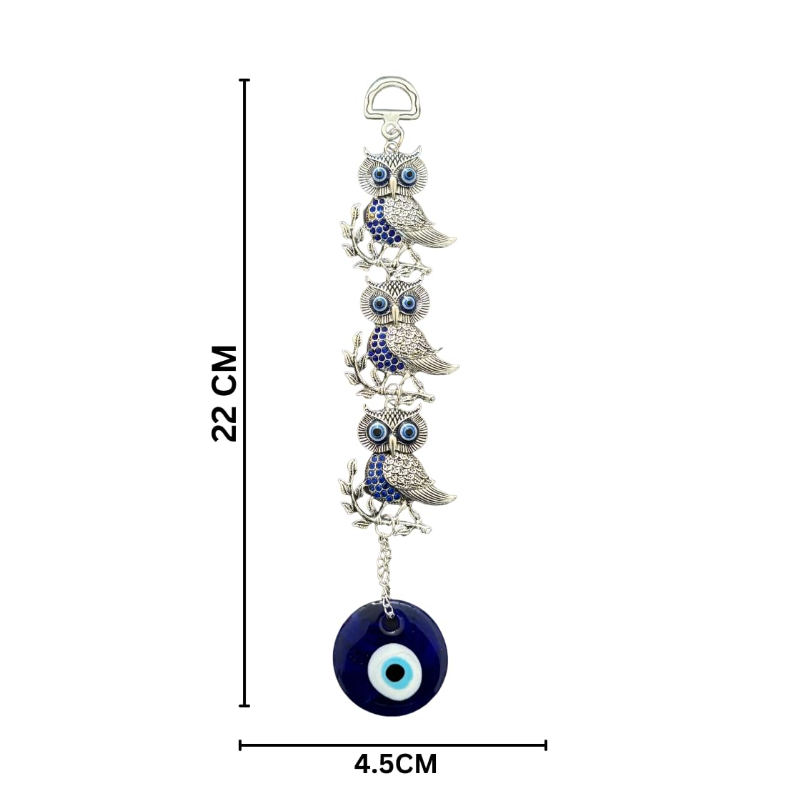 Dive Decor Feng Shui Lucky Three Owl Evil Eye Home Decor Wall Hanging for Good Luck Prosperity Zodiac Success Health Wealth Office and Car Hanging, Nazar Battu for Car - Image 6