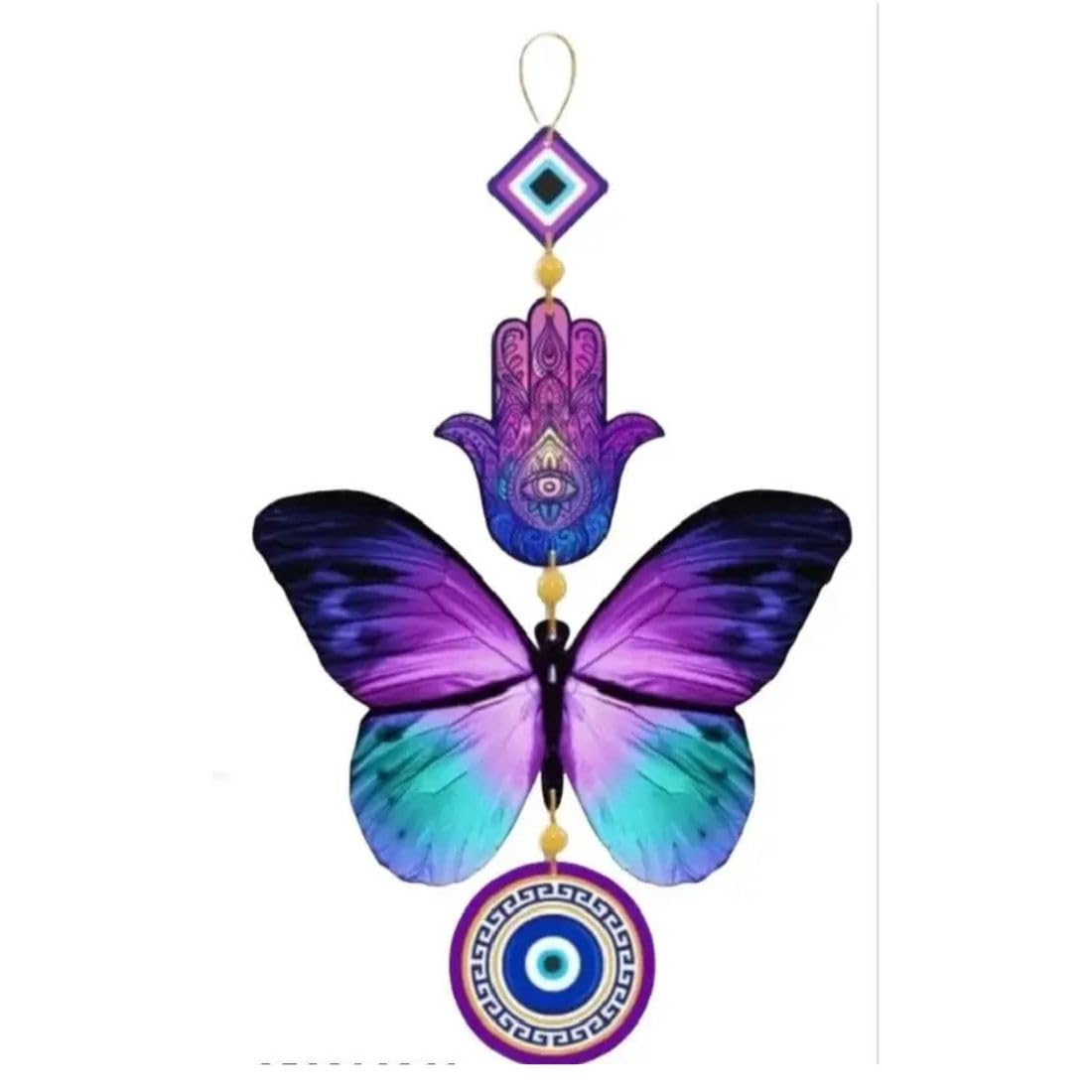 UNNATI TIMES Evil Eye Wall Art, Hamsa Hand and Butterfly Design, Spiritual Protection Home Decor - Image 2