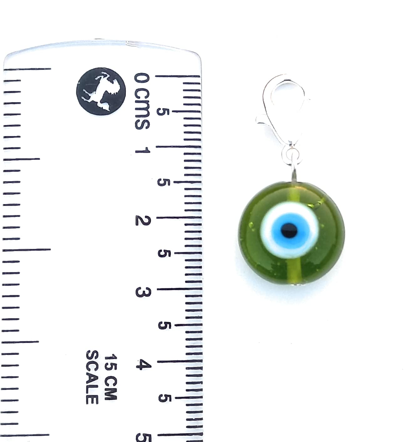 Evil eye charm, evil eye pendant charm, bag charm, purse charm, key charm, eye keyring, buggy charm, stroller charm, protection, nazar boncuk, dog tag, good luck evil eye charm (Trans Green) - Image 3